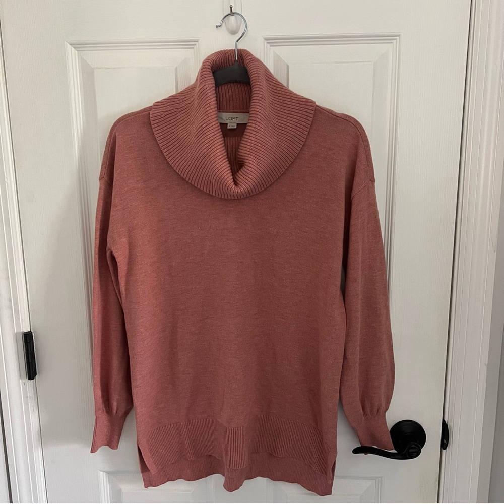 LOFT Dusty Rose Cowl Neck Sweater